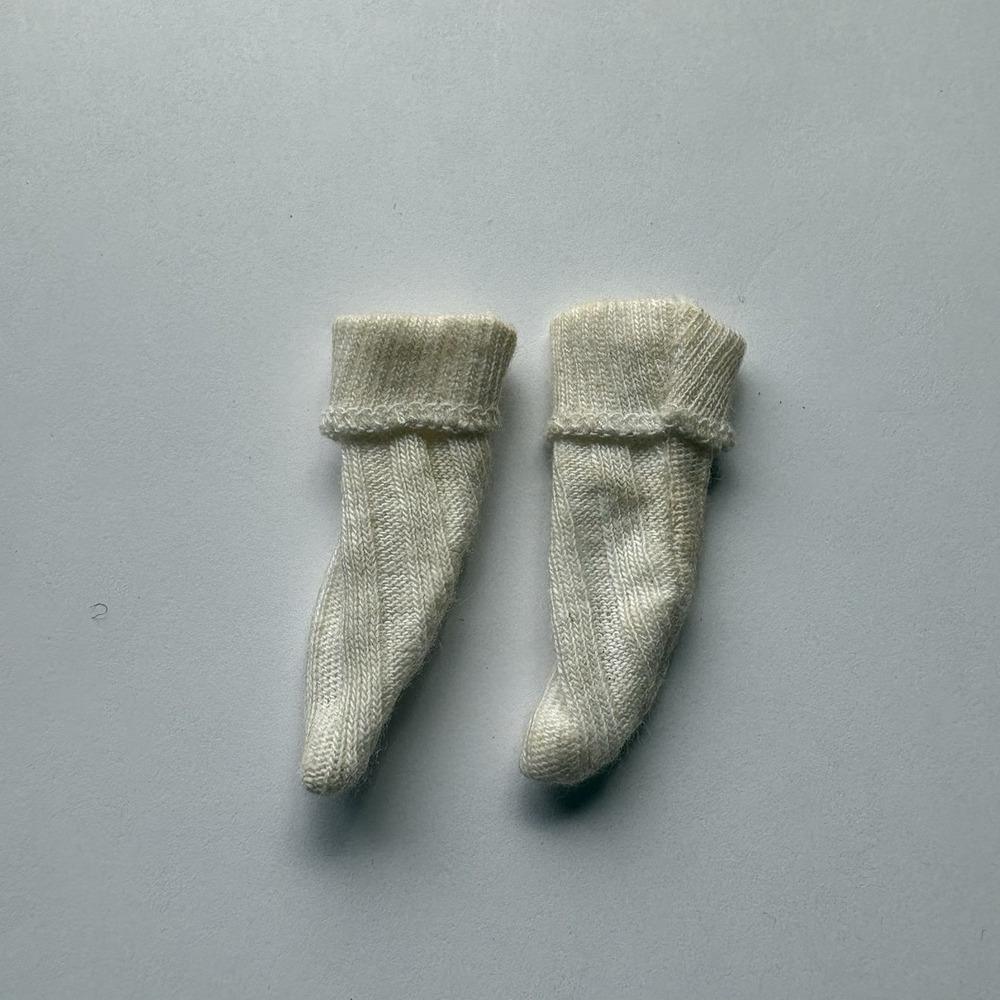 Vintage 1960's Barbie Ken Doll‎ WHITE Knit Ribbed Cotton SOCKS